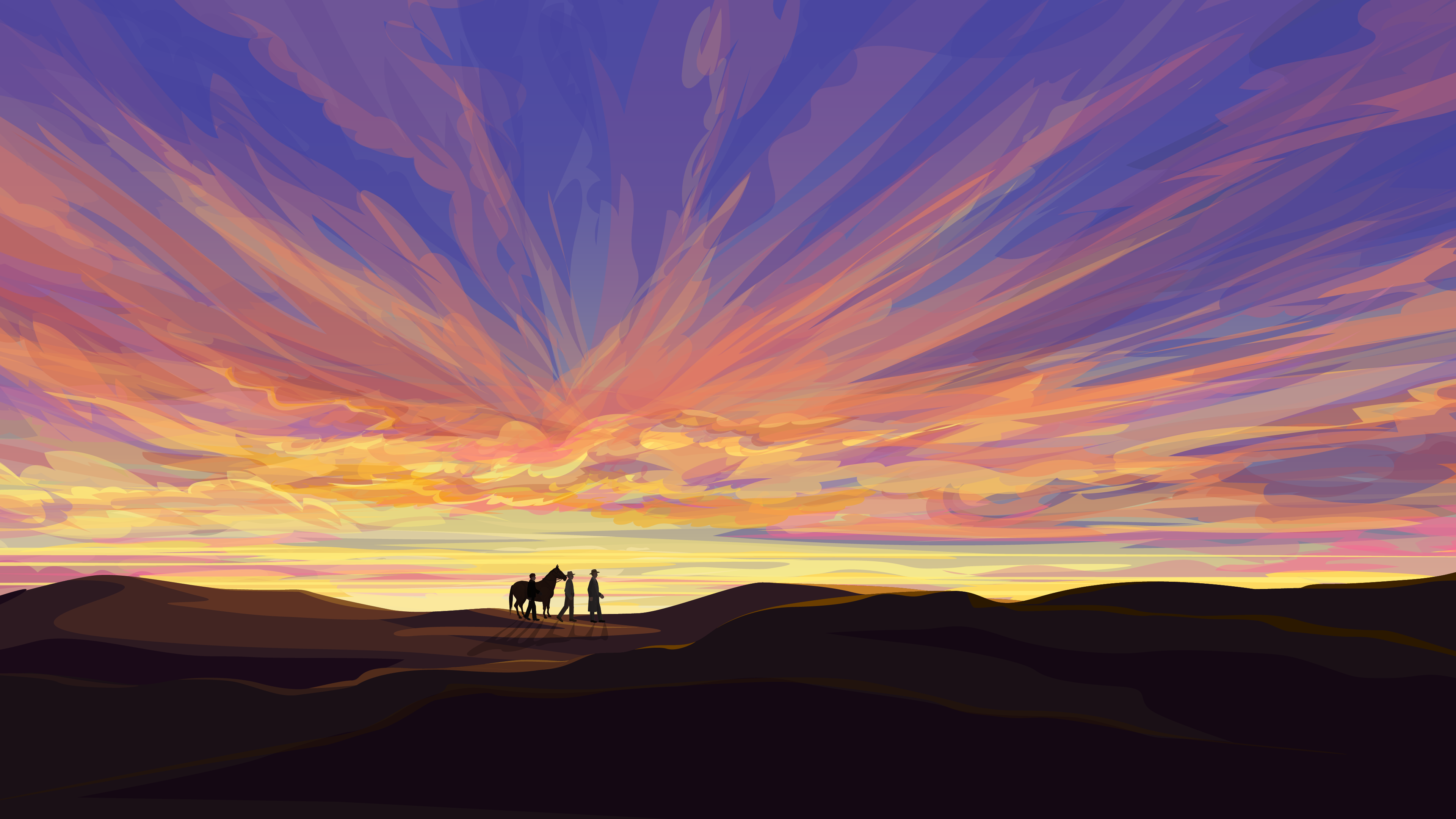 漫天锦绣张双翼，立马荒原对苍茫。